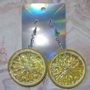 Citrus Charm Yellow Dangle Earrings